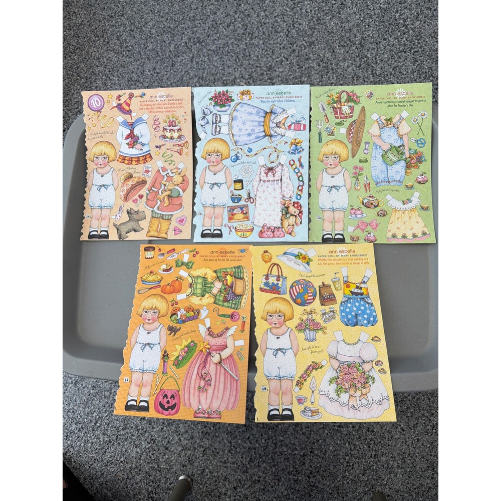 Mary Engelbreit Ann Estelle Paper Doll Sheets Seasonal Holiday Set of 5